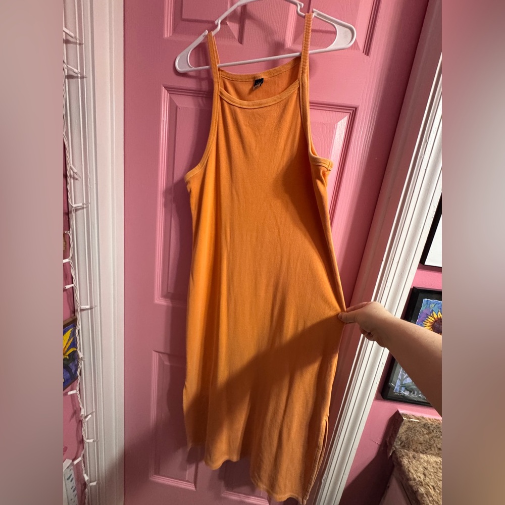 Orange midi dress